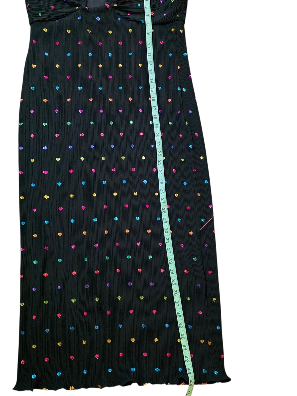 NWT Never Fully Dressed Megan Plissé Dress L Blk Metallic Polka Dot Maxi Halter - Picture 14 of 15